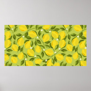 Affiche Fond de citrons. Fond superposé dessiné à la main