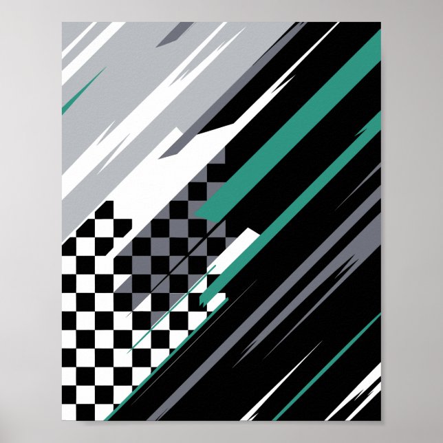 Affiche Fond de course abstrait avec des traînées diagonal (Devant)