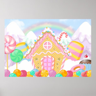 Affiche Fond de décor Candyland  Thème de fond Candyland