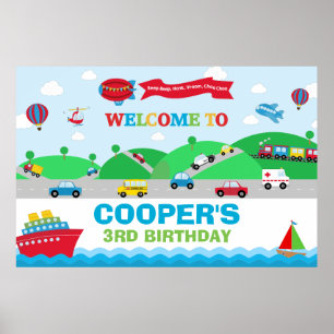 Affiche Fond de fête d'anniversaire de transport Grande Ba