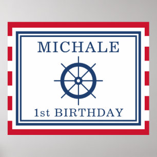 Affiche Fond de fête d'anniversaire nautique
