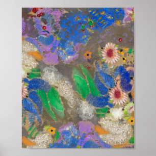Affiche Fond de fleurs abstraites d'Odilon Redon.
