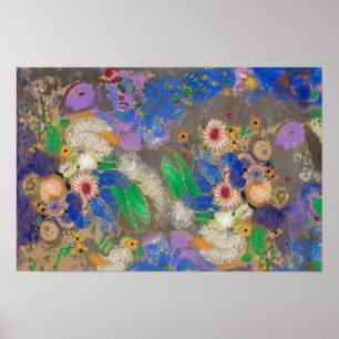 Affiche Fond de fleurs abstraites d'Odilon Redon.
