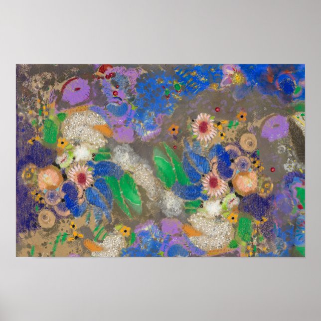 Affiche Fond de fleurs abstraites d'Odilon Redon.   (Devant)