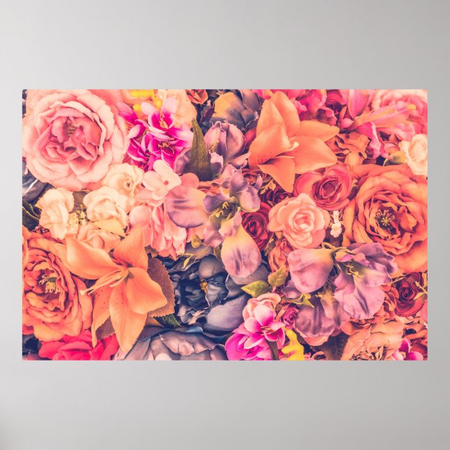 Affiche Fond de fleurs vintage - filtre vintaitevintage, (Devant)