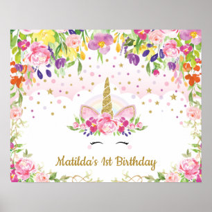 Affiche Fond de joyeux anniversaire floral vibrant de lico