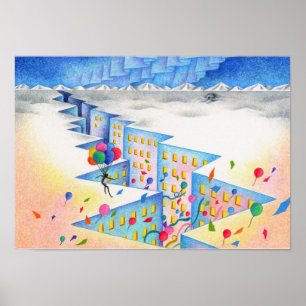 Affiche Fond de la glace. Ville de crevasses.