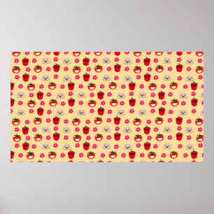 Affiche Fond de motif de dessin animé de légume souriant h