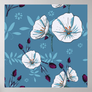 Affiche Fond de motif fleuri plante botanique sans soudure