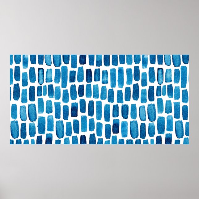 Affiche Fond de motif sans couture avec éclaboussures bleu (Devant)