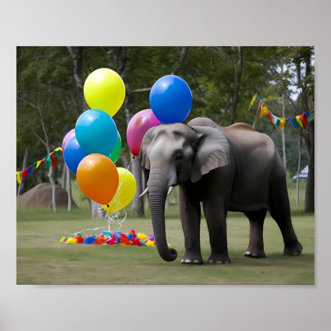 Affiche Fond de photographie éléphant pour fête d'annivers (Devant)