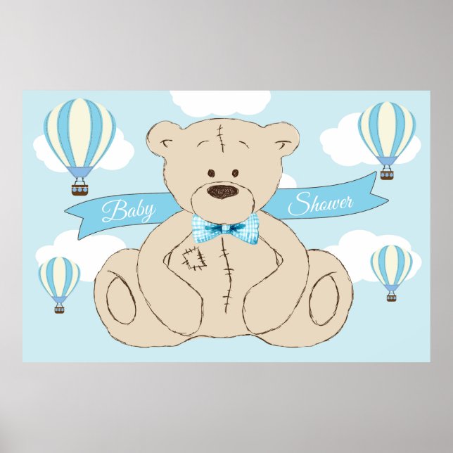 Affiche Fond de scène Ourson, C'est un garçon, Baby shower (Devant)