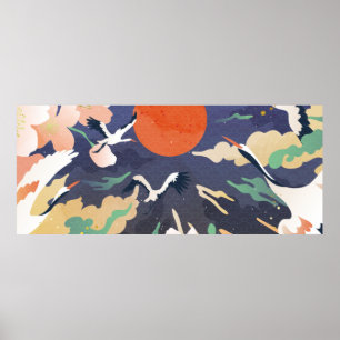 Affiche Fond de style oriental de luxe en or. Chinois et