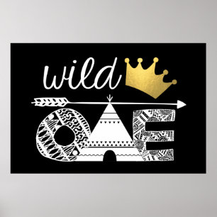 Affiche Fond de toile de fond pour anniversaire Wild One