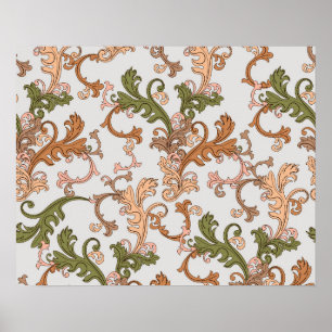 Affiche Fond élégant vintage victorien boho avec feuilles