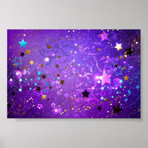 Affiche Fond en feuille de papier violet avec des étoiles