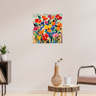 Affiche Fond floral abstrait, vibrant,