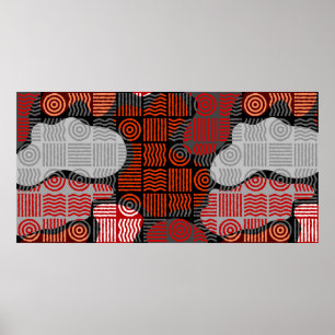 Affiche Fond géométrique tribal marron en patchwork de blo