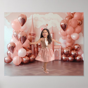 Affiche Fond photographique de ballons de château en or ro