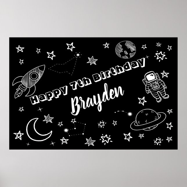 Affiche Fond spatial Fête hors du monde enseigne (Devant)