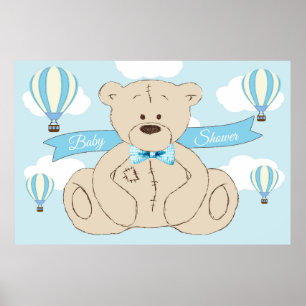 Affiche Fond Teddy Bear, C'est un garçon, Baby shower