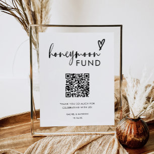 Affiche Fonds Boho Qr Code minimaliste pour lune de miel