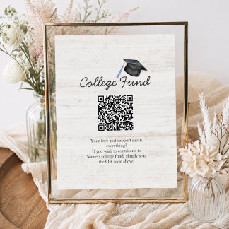 Affiche Fonds de bourse universitaire rustique Code QR de