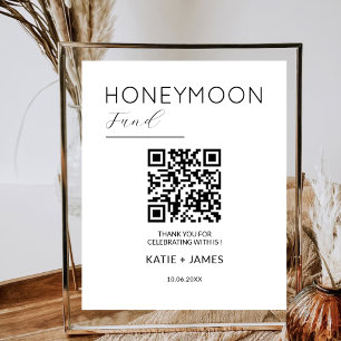 Affiche Fonds de lune de miel Code QR Registre Mariage de