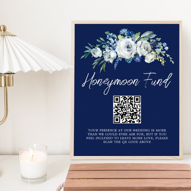 Affiche Fonds de lune de miel de mariage bleu floral de la (Créateur téléchargé)