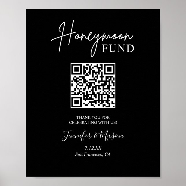 Affiche Fonds de lune de miel imprimable Signer le code QR (Devant)
