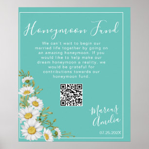 Affiche Fonds de lune de miel pour marguerites Turquoises