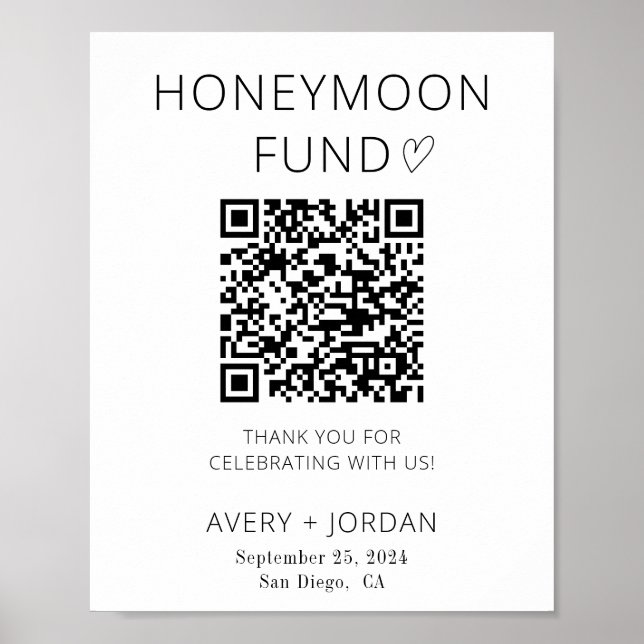 Affiche Fonds Lune de Miel QR Code, Mariage Signal du Fond (Devant)