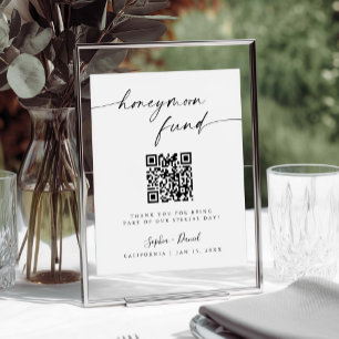 Affiche Fonds minimaliste Mariage Lune de miel Code QR