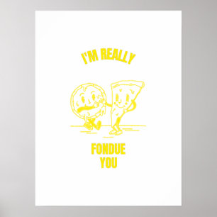 Affiche Fondue you funny cheese pun jokes