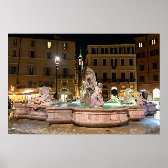 Affiche Fontaine de Neptune de la Piazza Navona - Rome (Devant)