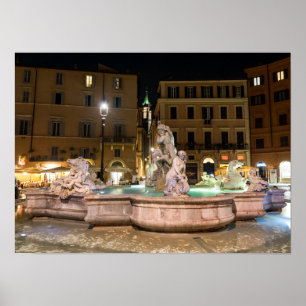 Affiche Fontaine de Neptune sur la Piazza Navona - Rome