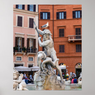 Affiche Fontaine de Neptune sur la Piazza Navona - Rome