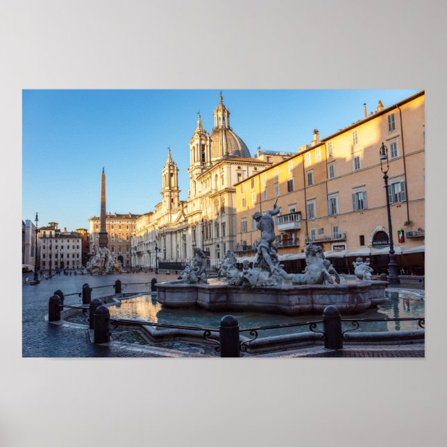 Affiche Fontaine de Neptune sur la Piazza Navona - Rome (Devant)