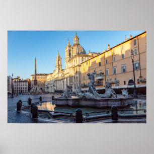 Affiche Fontaine de Neptune sur la Piazza Navona - Rome