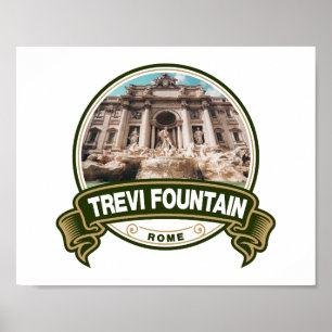 Affiche Fontaine de Trevi Badge Rome Italie