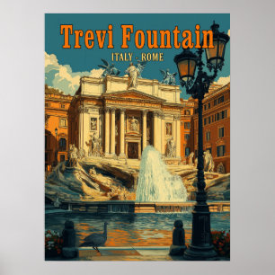 Affiche Fontaine de Trevi, Rome - Vintage