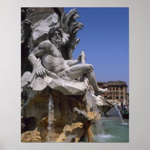 Affiche Fontaine des Quatre-Fleuves, Piazza Navona, Rome,
