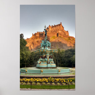 Affiche Fontaine du château d'Édimbourg Princes Street Gar