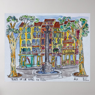 Affiche Fontaine Place de L'Hôtel de Ville