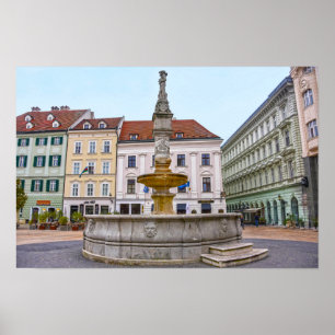 Affiche Fontaine Roland, Vieille Ville, Bratislava, Slovaq