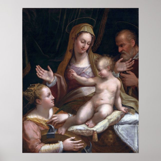 Affiche Fontana - La Sainte Famille Avec Sainte Catherine  (Devant)