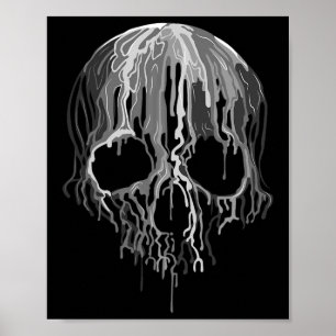 Affiche Fonte crâne noir blanc Art graphique Halloween
