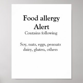 Affiche Food allergy alert add name text food items invita