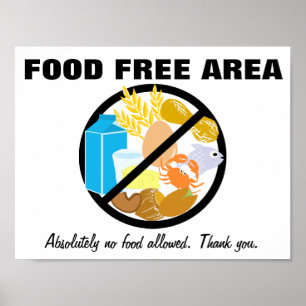 Affiche Food Free Area Allergy Friendly Zone Customizable