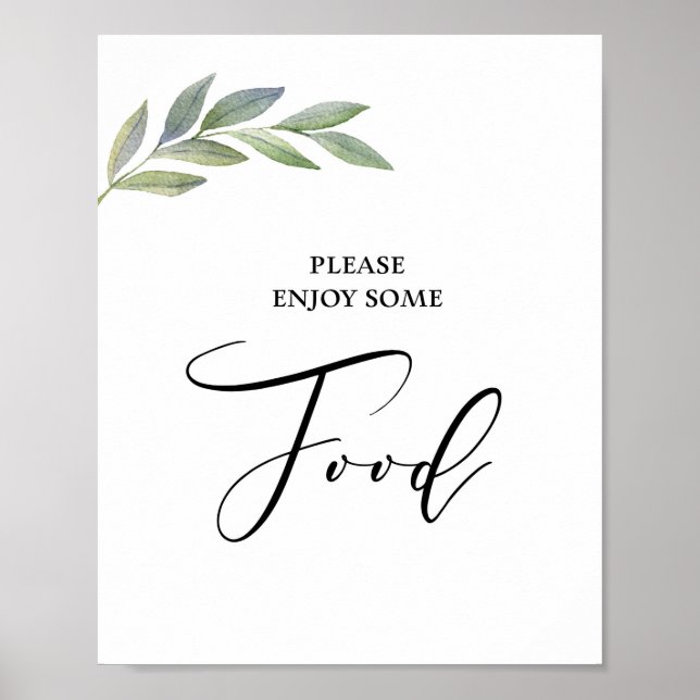 Affiche Food Table Sign Olive Leaf Greenery Wedding (Devant)